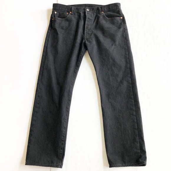 LEVI'S 501 Black Original Mid Rise Regular Fit Straight Leg Jeans Mens 36x30 - Picture 4 of 12